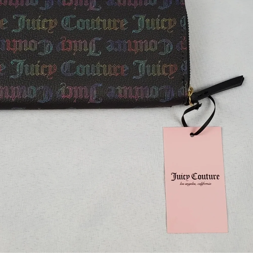 Juicy Couture Black Rainbow Logo Zip Wallet